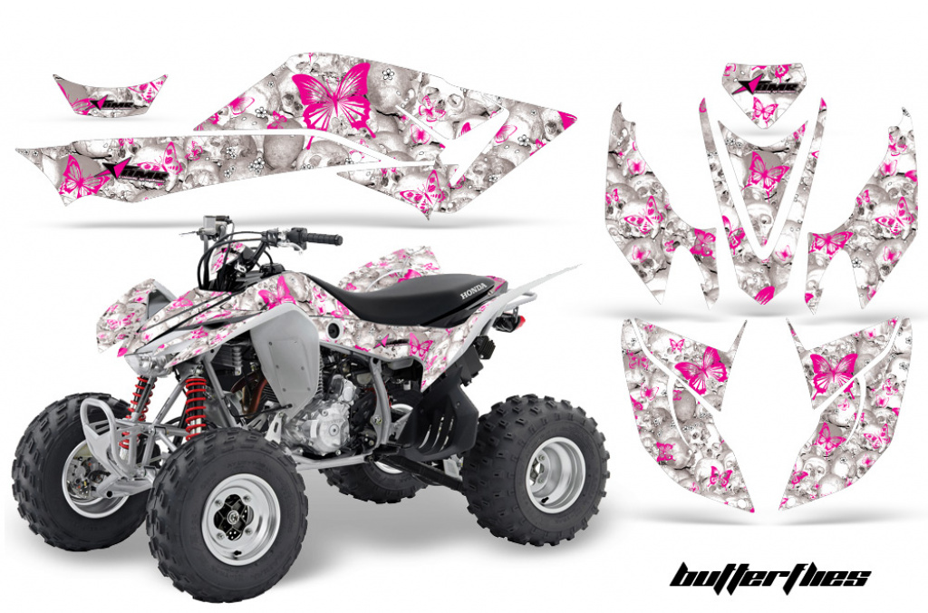 Butterfly Background = White, Design color = Pink for Honda TRX 400EX 2008-2016