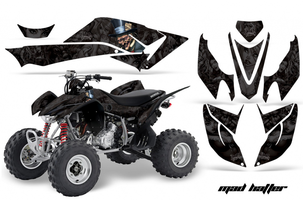 Mad Hatter Background = Black, Design color = Black for Honda TRX 400EX 2008-2016