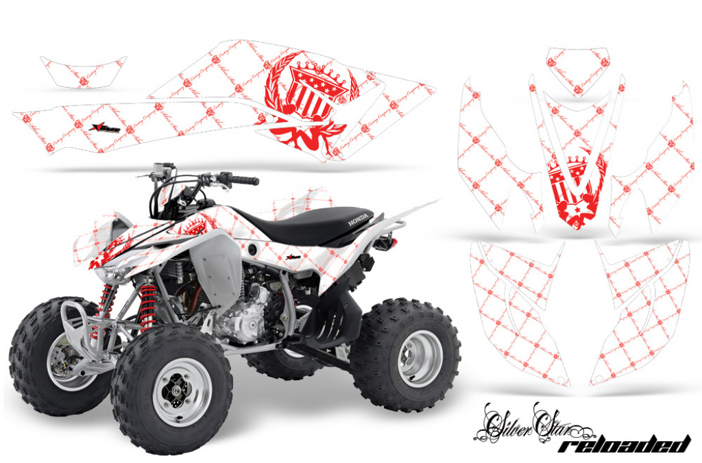 SilverStar- Reloaded Background = White, Design color = Red for Honda TRX 400EX 2008-2016