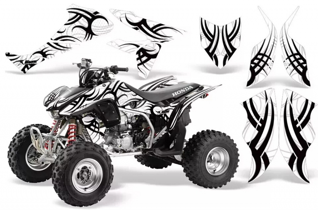 Tribe Background = White, Design color = Black for Honda TRX 450R 2004-2016