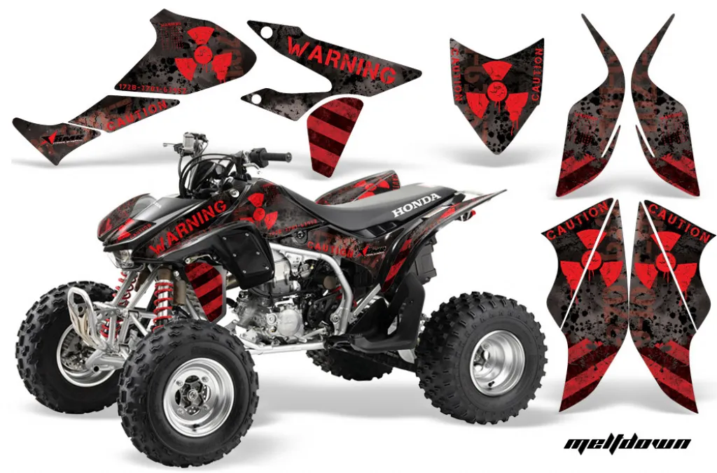 Meltdown Hintergrund = Schwarz, Designfarbe = Rot für Honda TRX 450R 2004-2016
