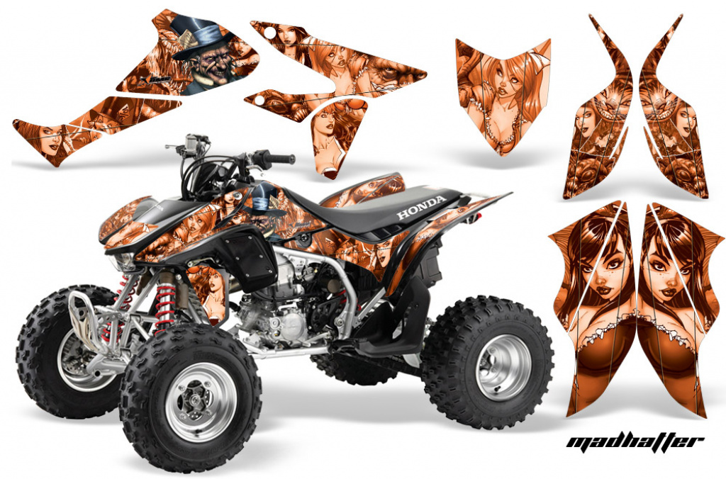 Mad Hatter Background = Orange, Design color = Orange for Honda TRX 450R 2004-2016