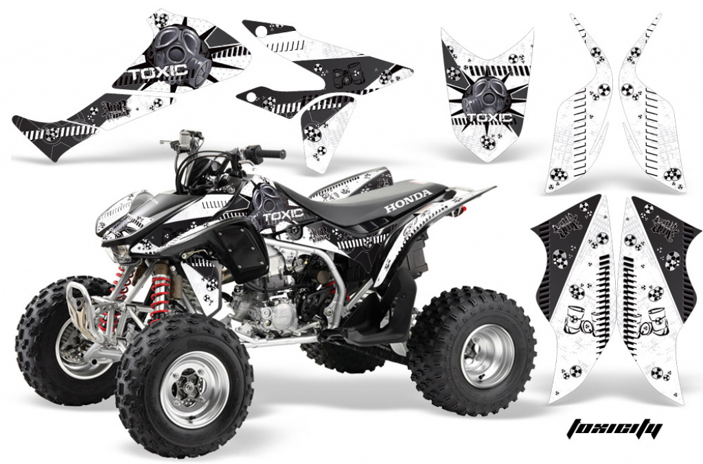 Toxicity Background = White, Design color = Black for Honda TRX 450R 2004-2016