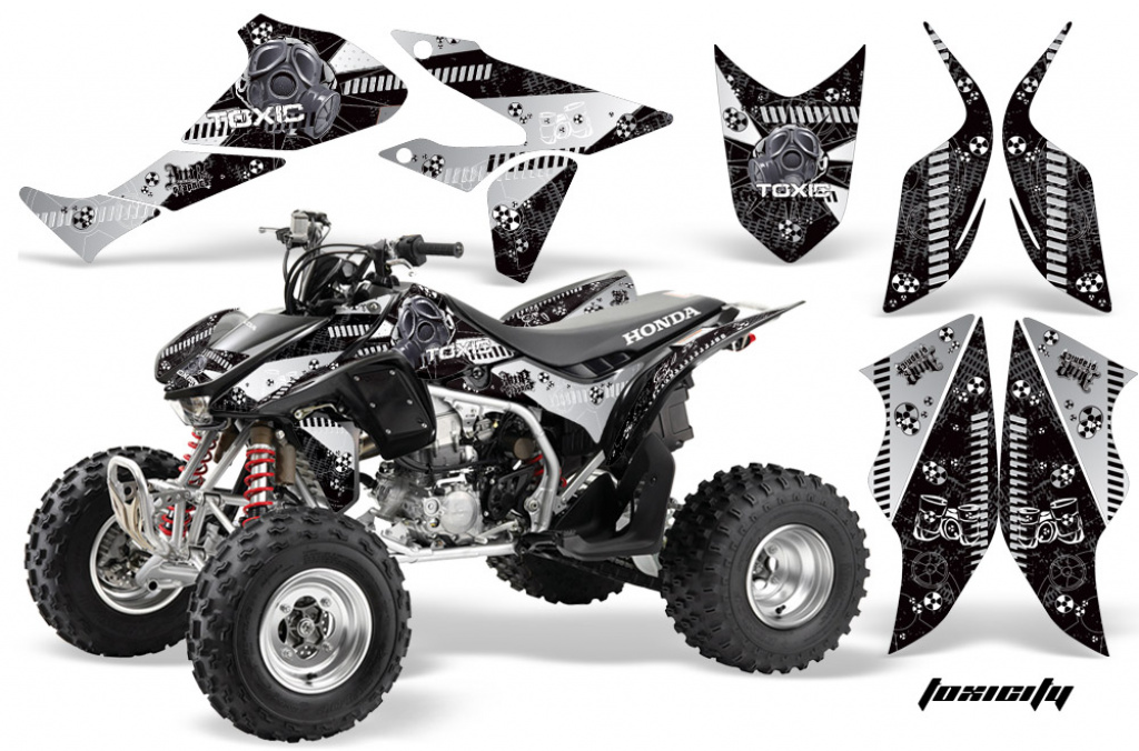 Toxicity Background = Black, Design color = White for Honda TRX 450R 2004-2016