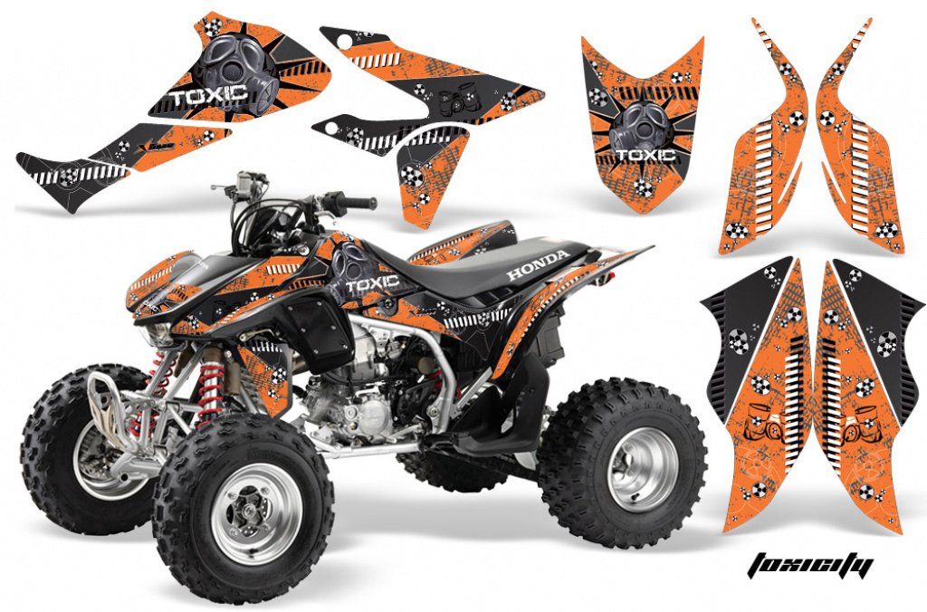Toxicity Background = Orange, Design color = Black for Honda TRX 450R 2004-2016