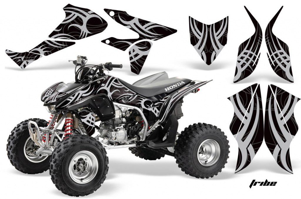 Tribe Background = Black, Design color = Silver for Honda TRX 450R 2004-2016