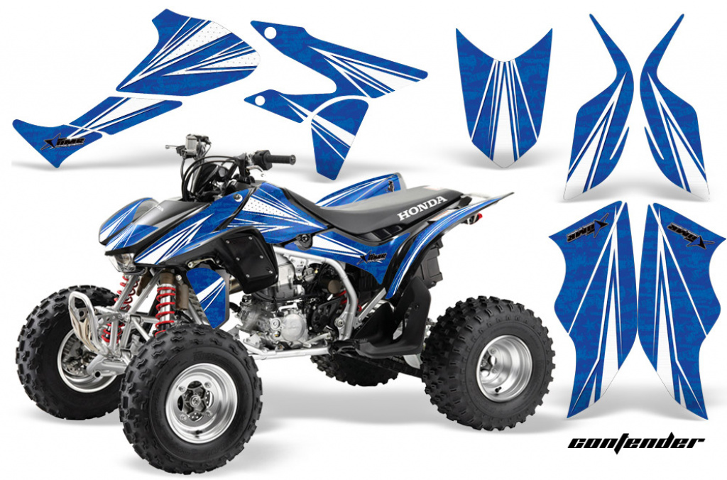 Contender Background = Blue, Design color = White for Honda TRX 450R 2004-2016