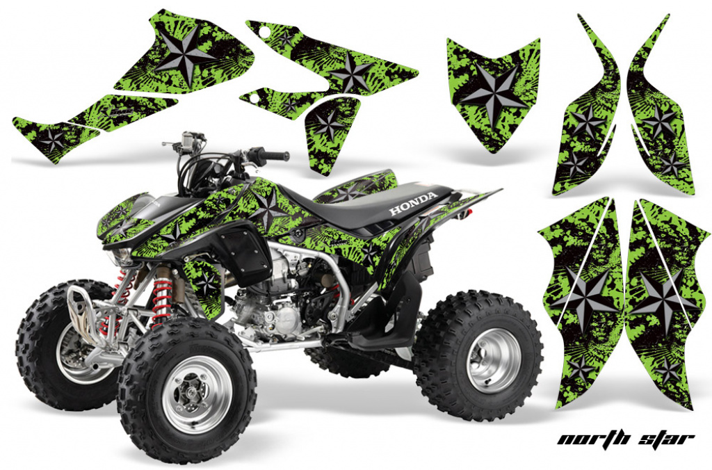 Northstar Background = Green, Design color = Silver for Honda TRX 450R 2004-2016