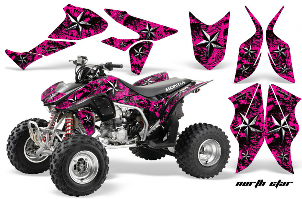 Northstar Background = Pink, Design color = White for Honda TRX 450R 2004-2016