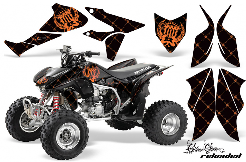 SilverStar- Reloaded Background = Black, Design color = Orange for Honda TRX 450R 2004-2016