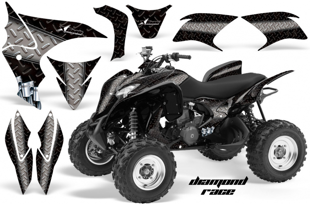 Diamond Race Background = Black, Design color = Silver for Honda TRX 700xx 2008-2015