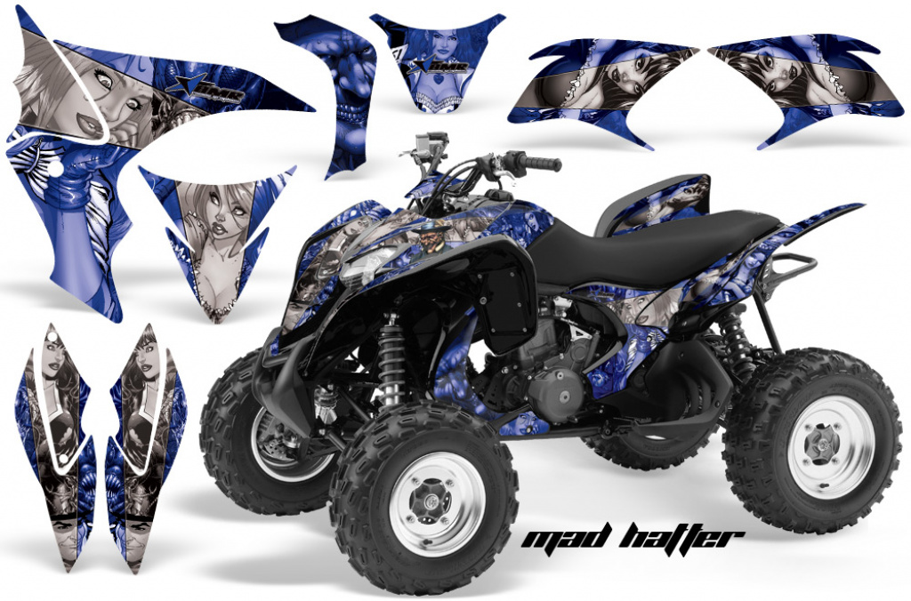 Mad Hatter Background = Blue, Design color = Silver for Honda TRX 700xx 2008-2015