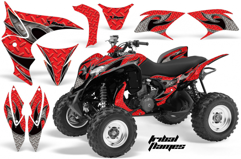 Tribal Flame Background = Red, Design color = Black for Honda TRX 700xx 2008-2015