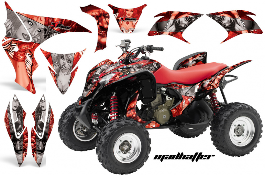 Mad Hatter Background = Red, Design color = Silver for Honda TRX 700xx 2008-2015