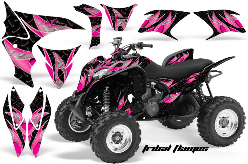 Tribal Flame Background = Black, Design color = Pink for Honda TRX 700xx 2008-2015