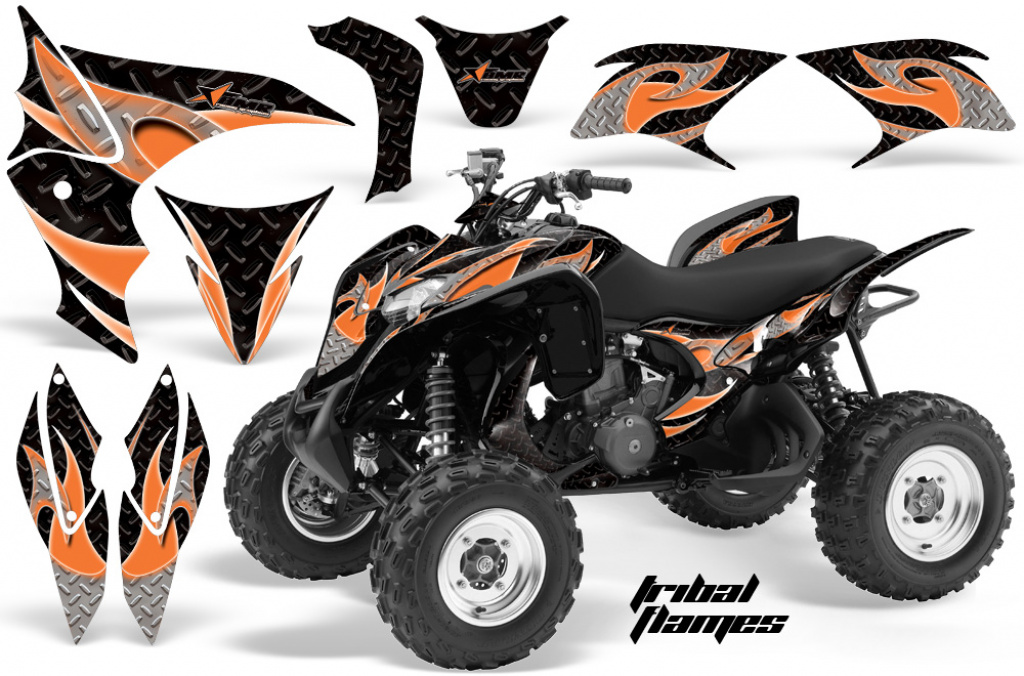 Tribal Flame Background = Black, Design color = Orange for Honda TRX 700xx 2008-2015