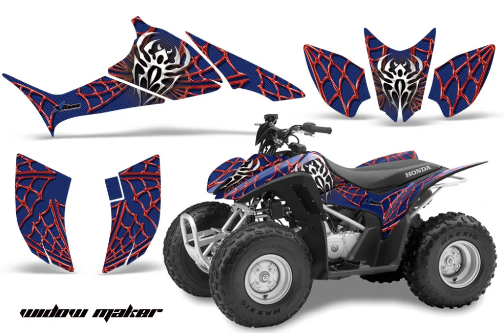 Widow Maker Hintergrund = Blau, Designfarbe = Rot für Honda TRX 90EX 2006-2019