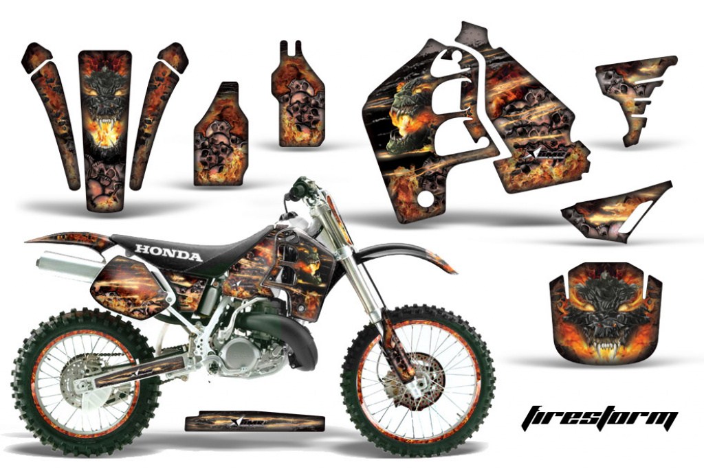 Firestorm Schwarz mit Nummernfeldern für Honda CR500 1989-2001