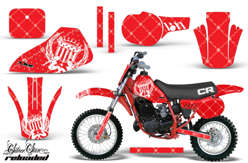 SilverStar - Reloaded Hintergrund = Rot, Designfarbe = Weiß mit Nummernfeldern für Honda CR60 1984-1985