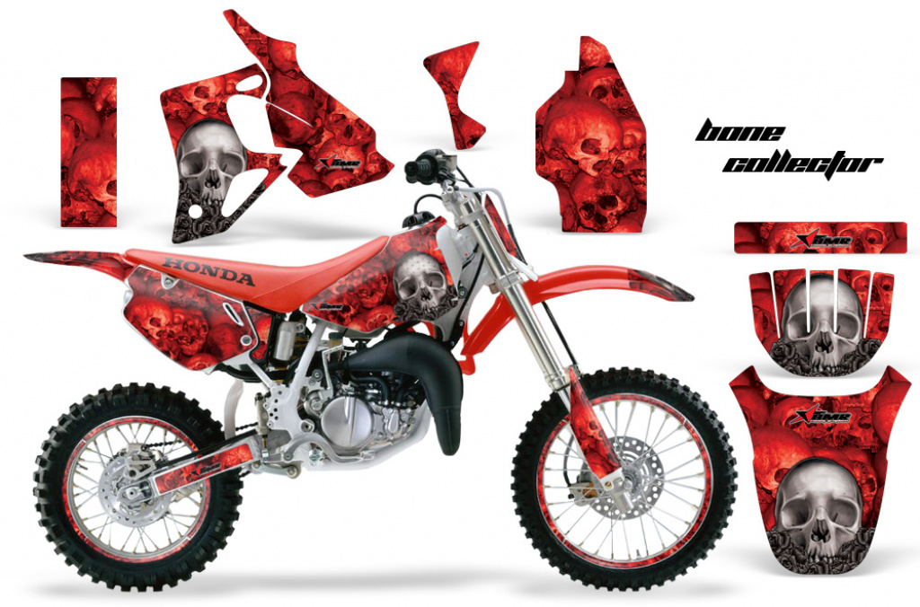 Bone Collector Rot mit Nummernfeldern für Honda CR80 1996-2002