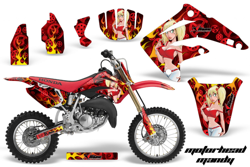Motorhead Mandy Rot mit Nummernfeldern für Honda CR85 2003-2007