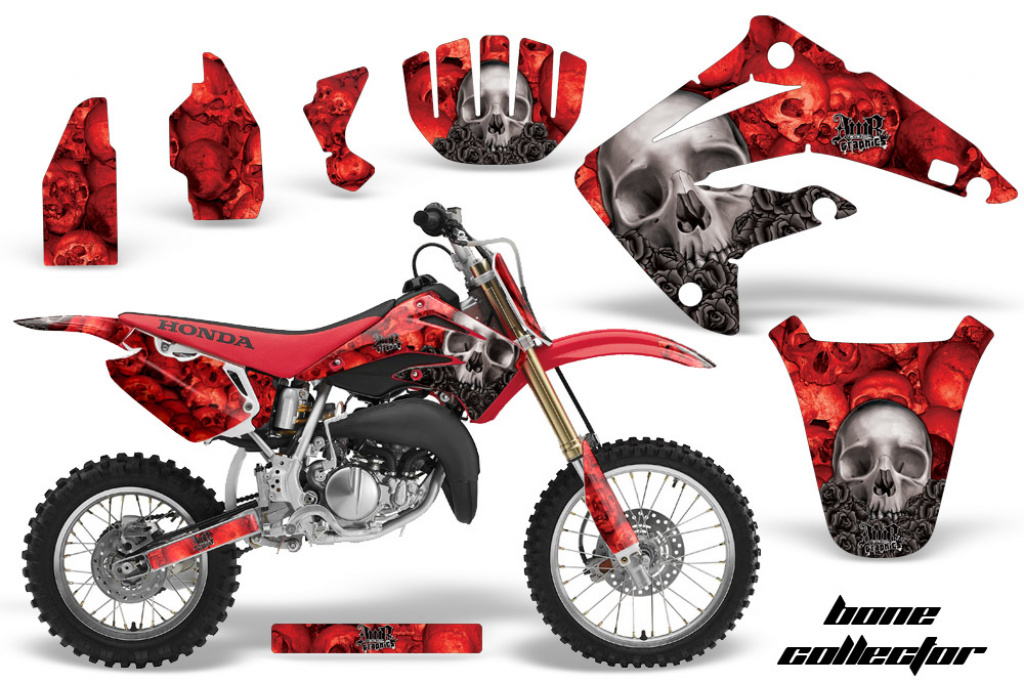 Bone Collector Rot mit Nummernfeldern für Honda CR85 2003-2007