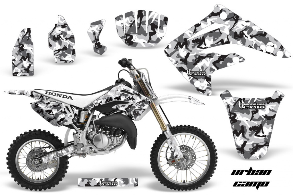 Urban Camo Weiß mit Nummernfeldern für Honda CR85 2003-2007