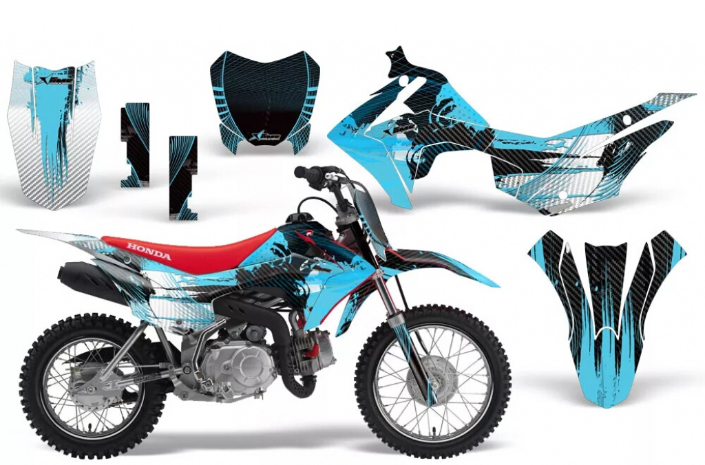 Carbon-X Blau mit Nummernfeldern für Honda CRF110 F 2013-2018