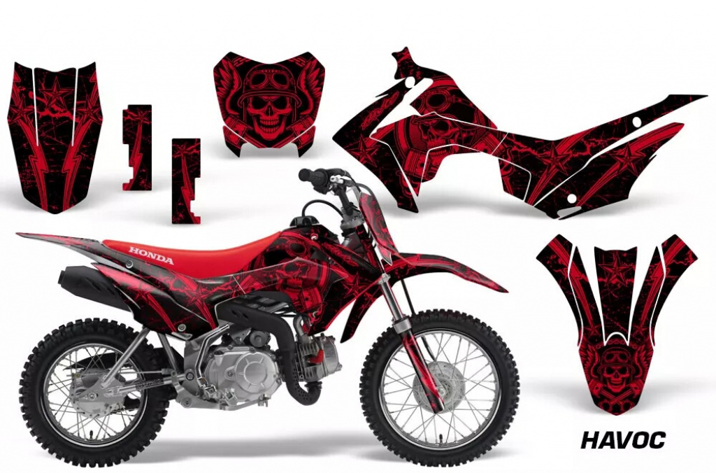 Havoc Rot mit Nummernfeldern für Honda CRF110 F 2013-2018