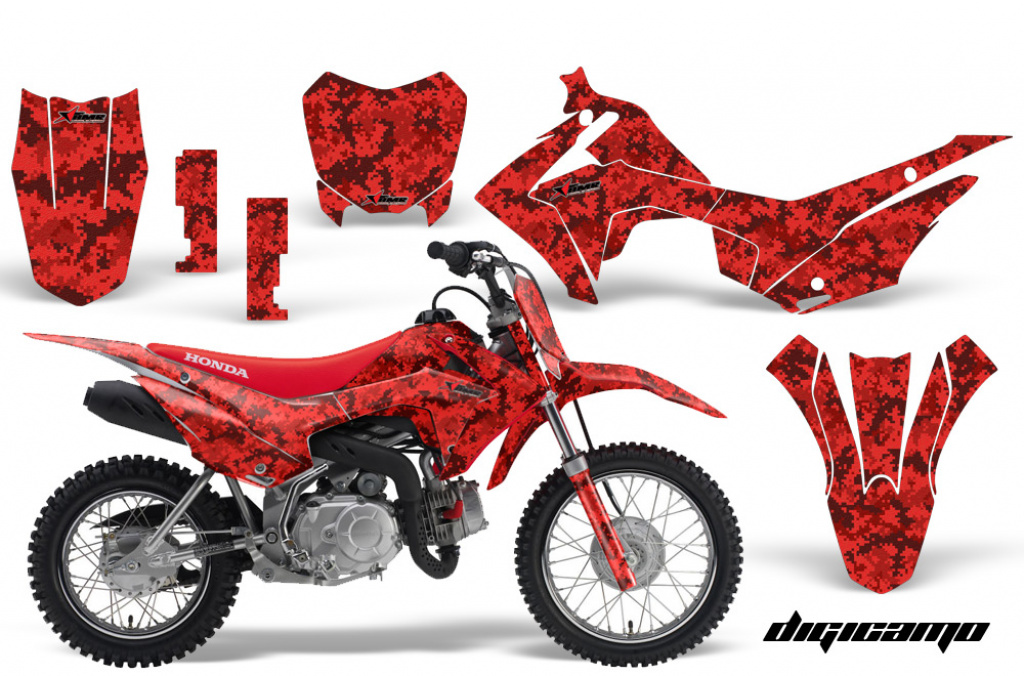 Digicamo Rot mit Nummernfeldern für Honda CRF110 F 2013-2018