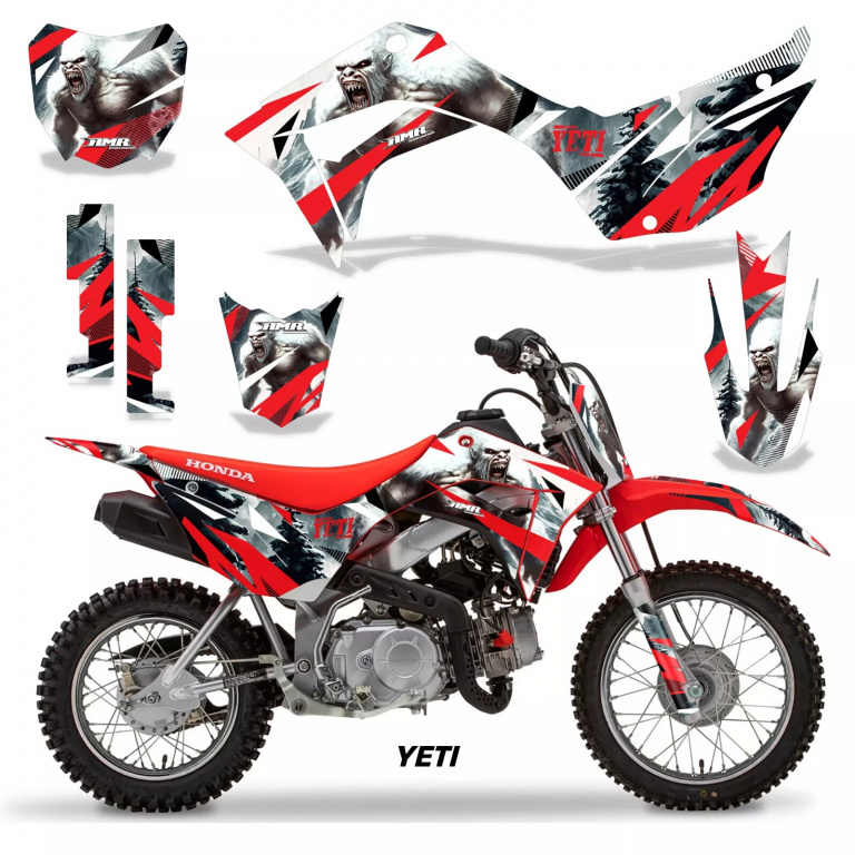 Yeti Red with number plates for Honda CRF110 F 2019-2021