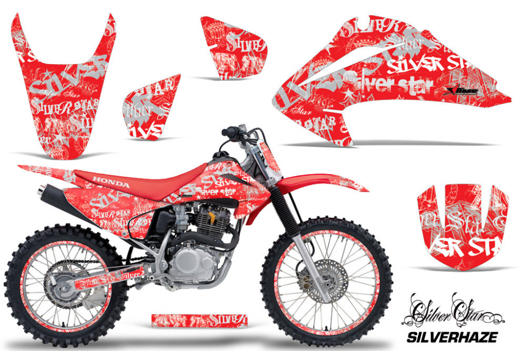 SilverStar- Silverhaze Background = Red, Design color = White with number plates for Honda CRF150F-CRF230F 2003-2007