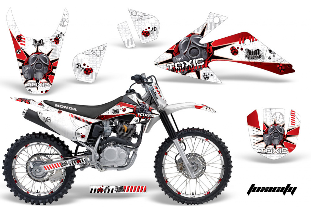 Toxicity Background = White, Design color = Red with number plates for Honda CRF150F-CRF230F 2008-2014