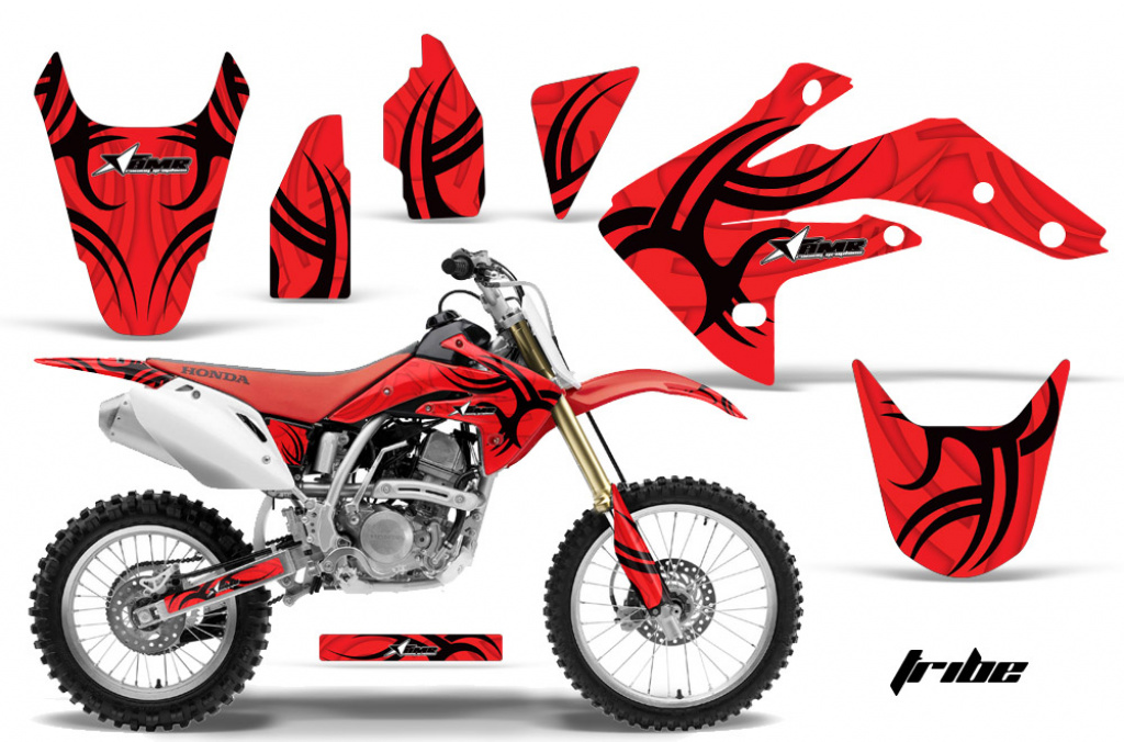 Tribe Background = Red, Design color = Black without number plates for Honda CRF150R 2007-2016