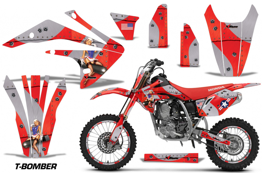 T-Bomber Red with number plates for Honda CRF150R 2017-2021