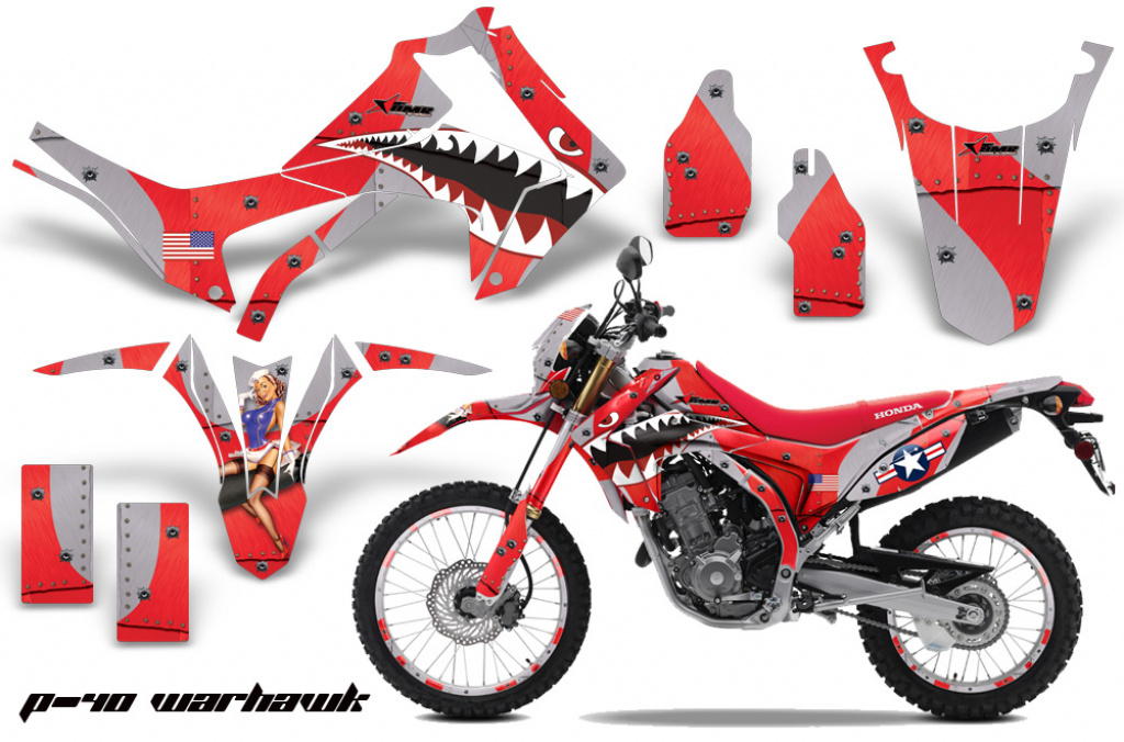 P40 Warhawk Rot mit Nummernfeldern für Honda CRF250L/CRF250M 2013-2020