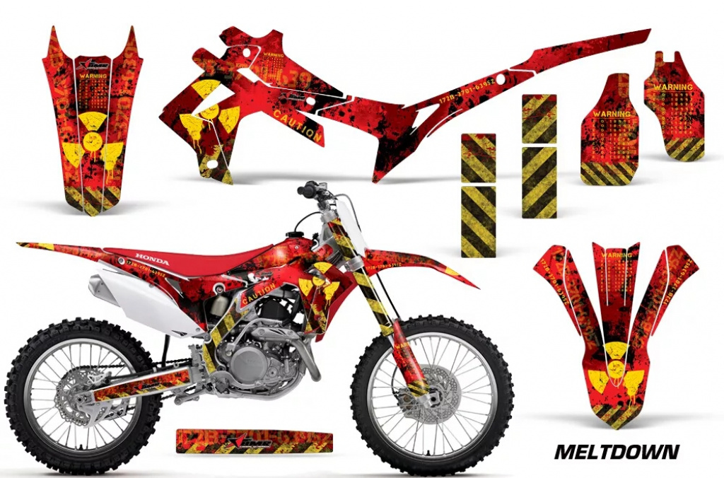 Meltdown Background = Red, Design color = Yellow without number plates for Honda CRF450R 2013-2016