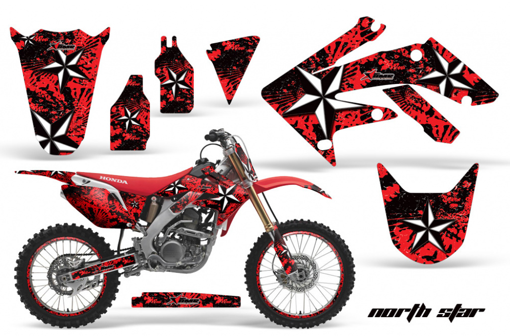 Northstar Background = Red, Design color = White with number plates for Honda CRF250R 2004-2009
