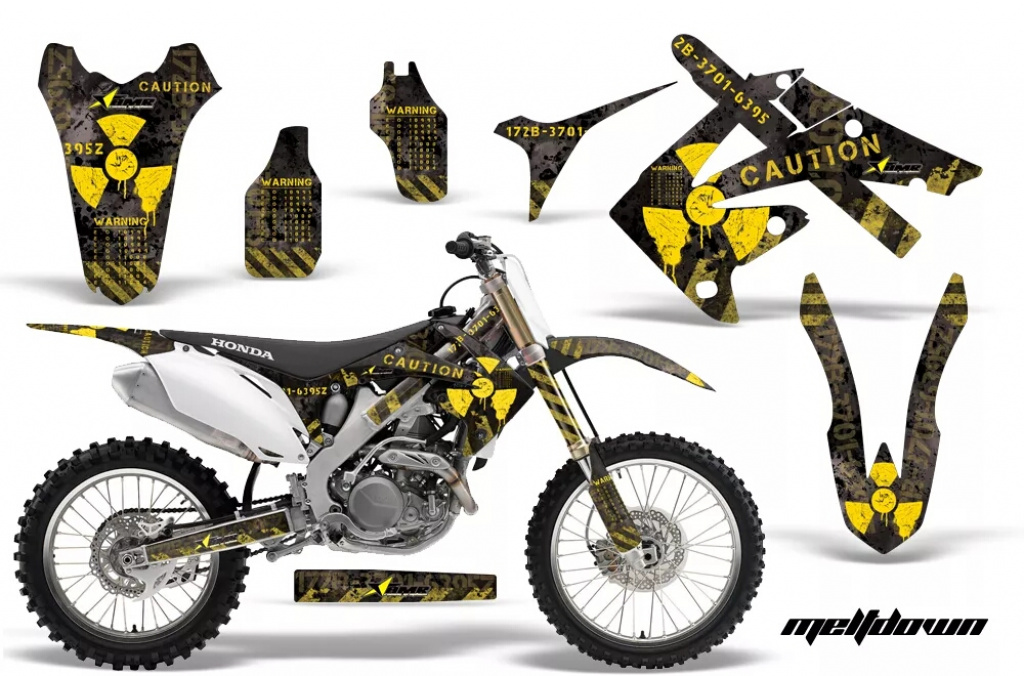 Meltdown Background = Black, Design color = Yellow without number plates for Honda CRF250R 2010-2013