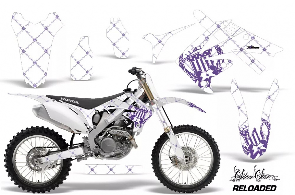SilverStar-Reloaded Background = White, Design color = Purple without number plates for Honda CRF250R 2010-2013