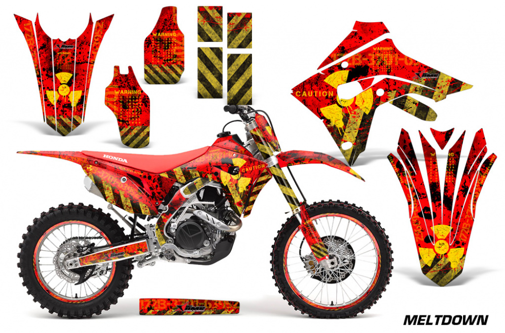 Meltdown Background = Red, Design color = Yellow with number plates for Honda CRF450R/RX 2017-2020