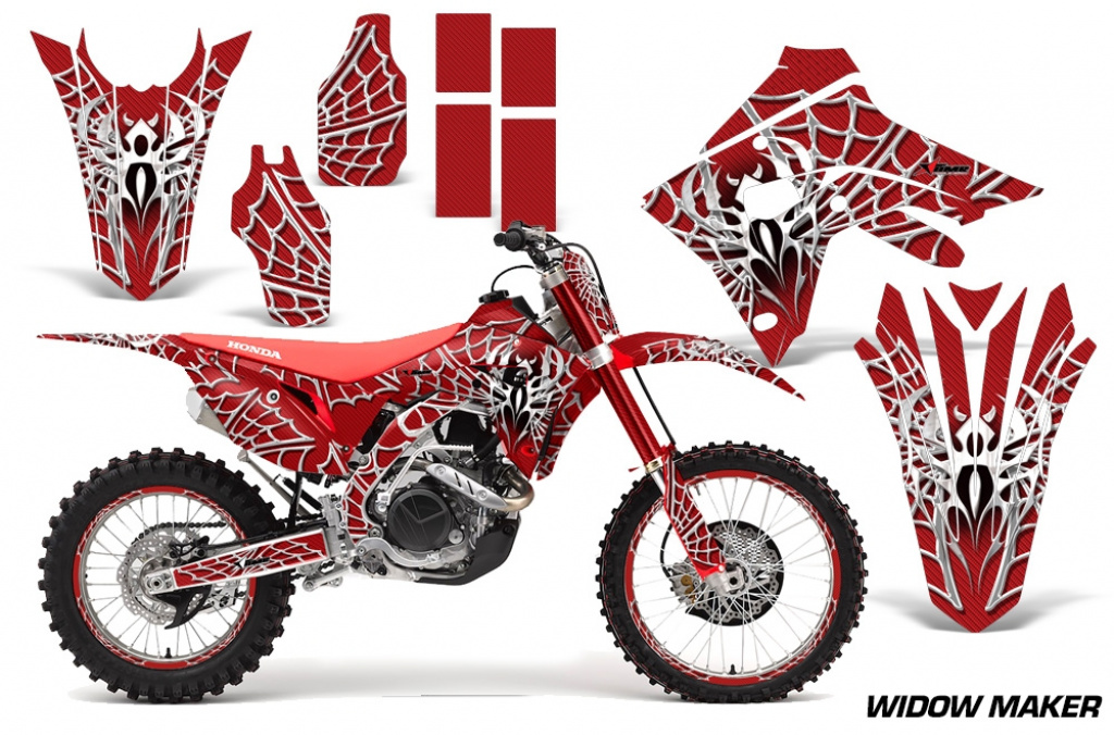 Widow Maker Background = Red, Design color = Silver with number plates for Honda CRF450R/RX 2017-2020