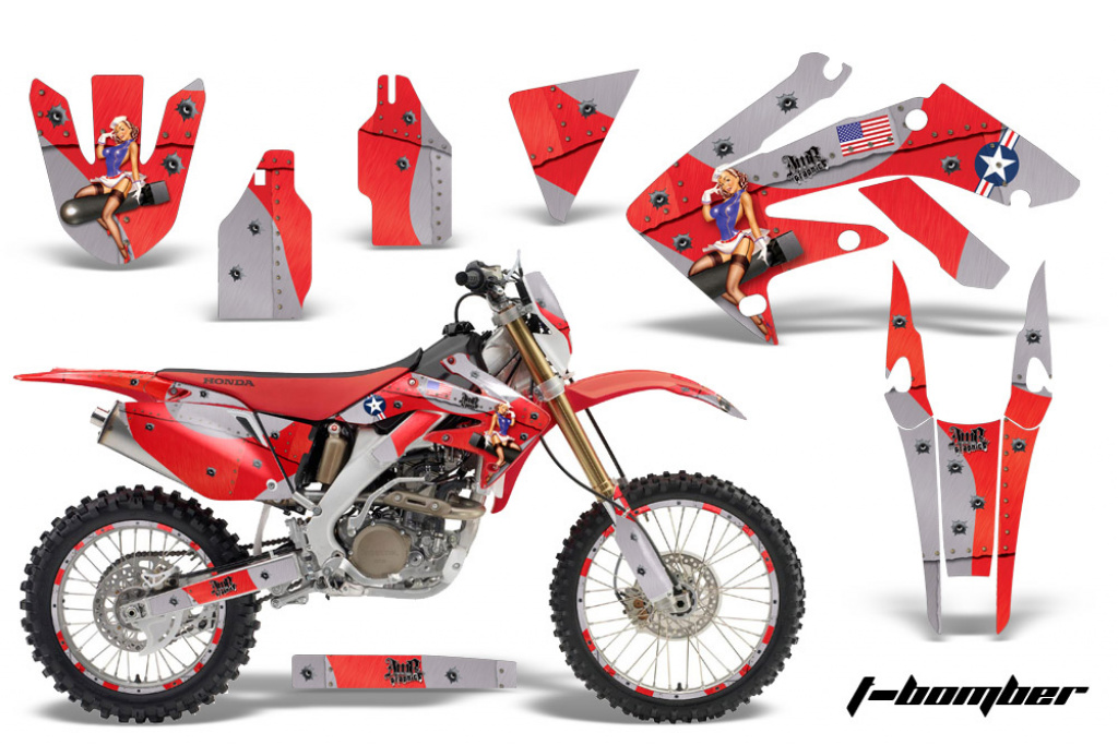 T-Bomber Rot mit Nummernfeldern für Honda CRF250X 2004-2017