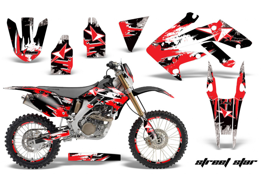 Street Star Rot mit Nummernfeldern für Honda CRF250X 2004-2017