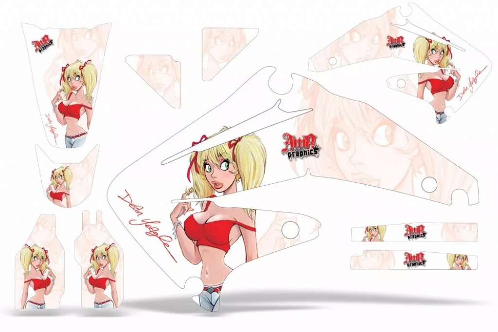 Mandy Background = White, Design color = Red without number plates for Honda CRF450R 2009-2012
