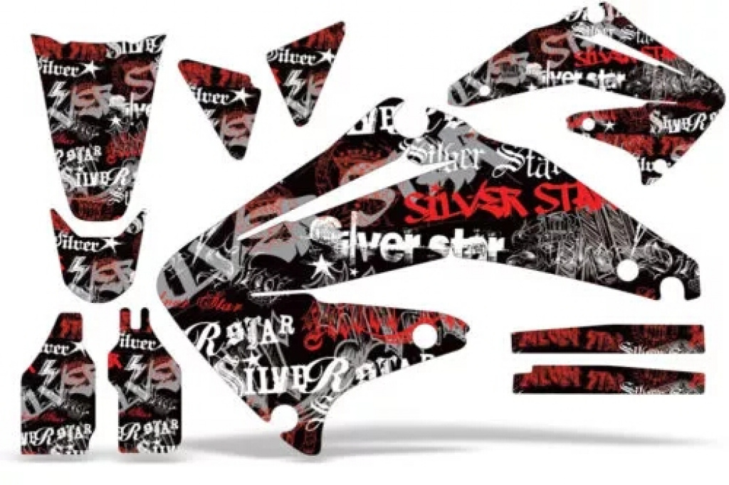 SilverStar - Silverhaze Background = Black, Design color = Red without number plates for Honda CRF450R 2009-2012