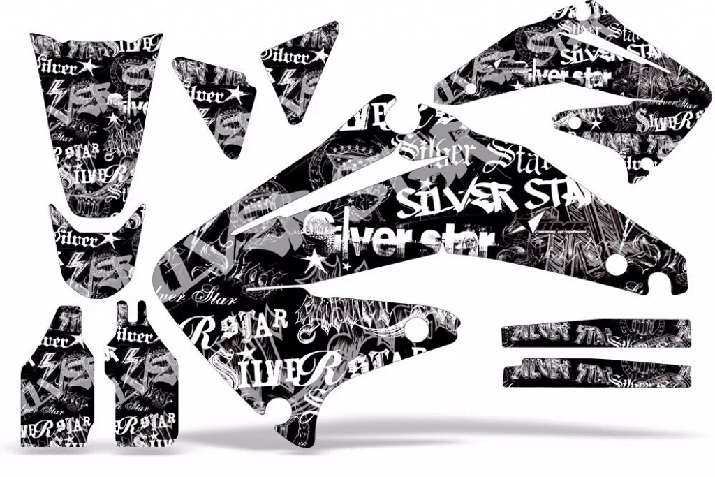 SilverStar - Silverhaze Background = Black, Design color = White without number plates for Honda CRF450R 2009-2012