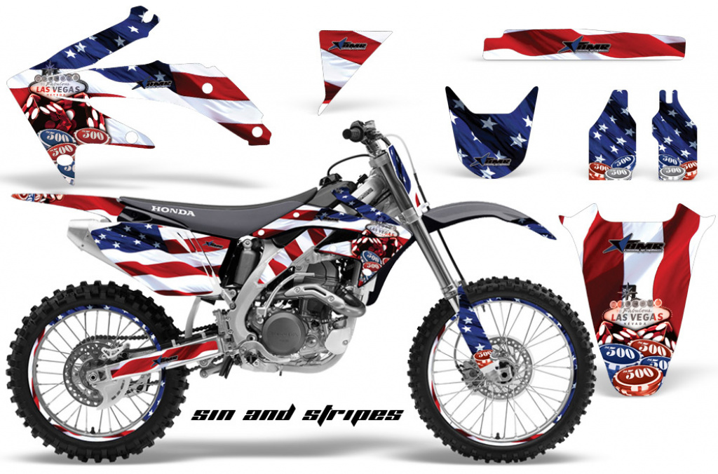 Sin and Stripes with number plates for Honda CRF450R 2005-2008