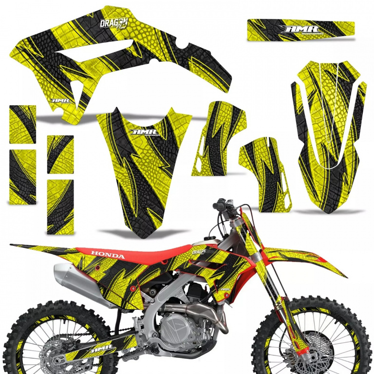 Dragon Flow Yellow with number plates for Honda CRF450R/RW 2021-2024