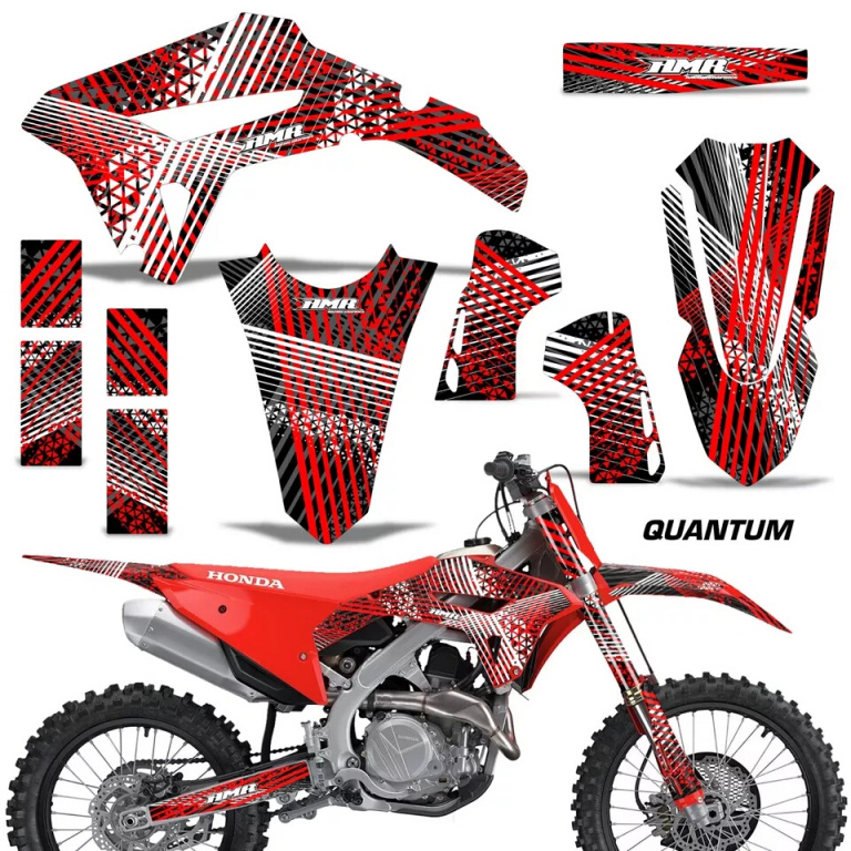 Quantum Background = Black, Design color = Red without number plates for Honda CRF450R/RW 2021-2024